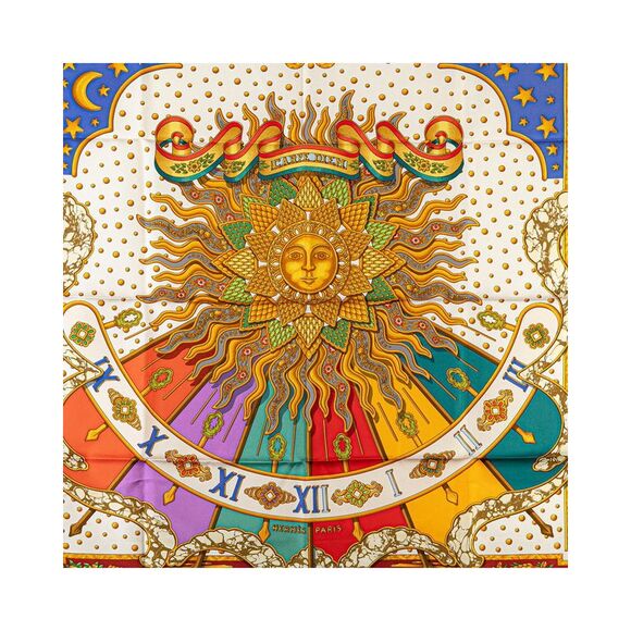 Pre Loved Louis Vuitton Herms Soleil Silk Scarf Multicolor 90cm x 90cm - Picture 5 of 7